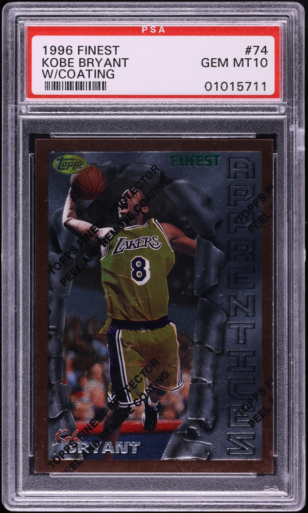 1996 Finest Basketball w/ Coating Kobe Bryant ROOKIE #74 PSA 10 GEM MINT