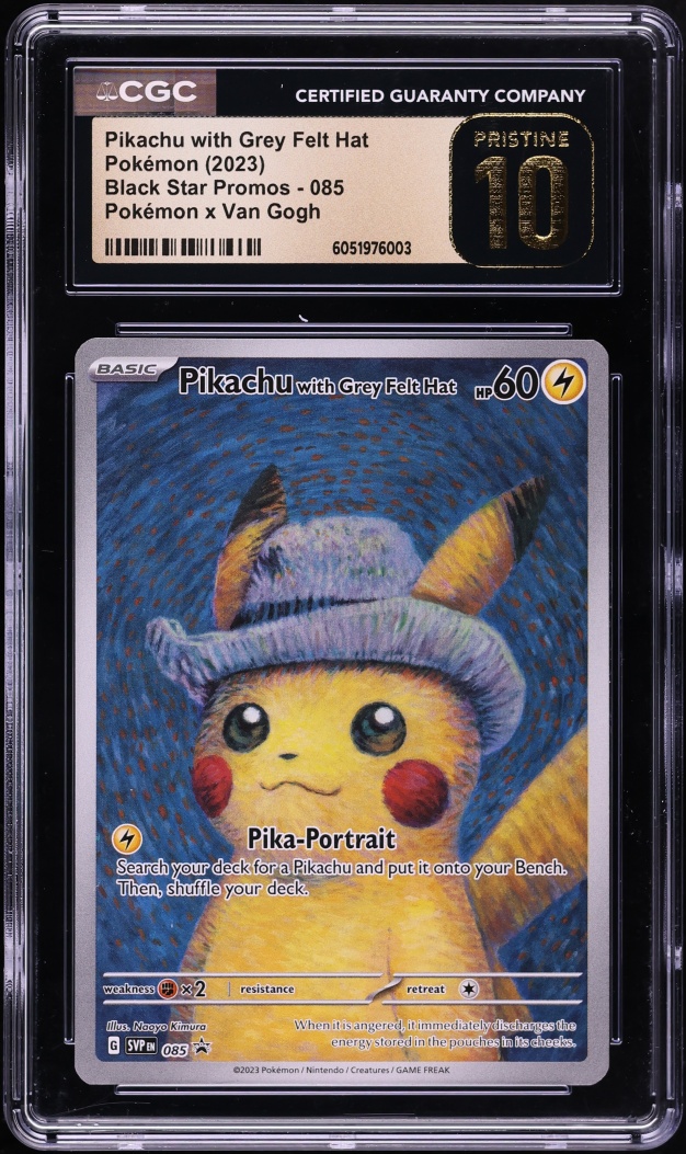 pokemon pikachu hat card Pikachu w Grey Felt Hat Pokemon Black Star Promo x Van Gogh #085 CGC 10  Pristine main image 0