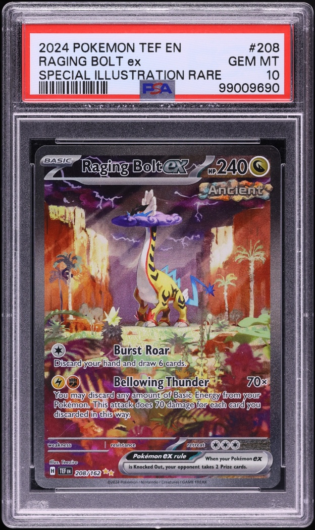2024 Pokemon Scarlet & Violet Temporal Forces SIR Raging Bolt Ex #208 PSA 10 GEM MINT