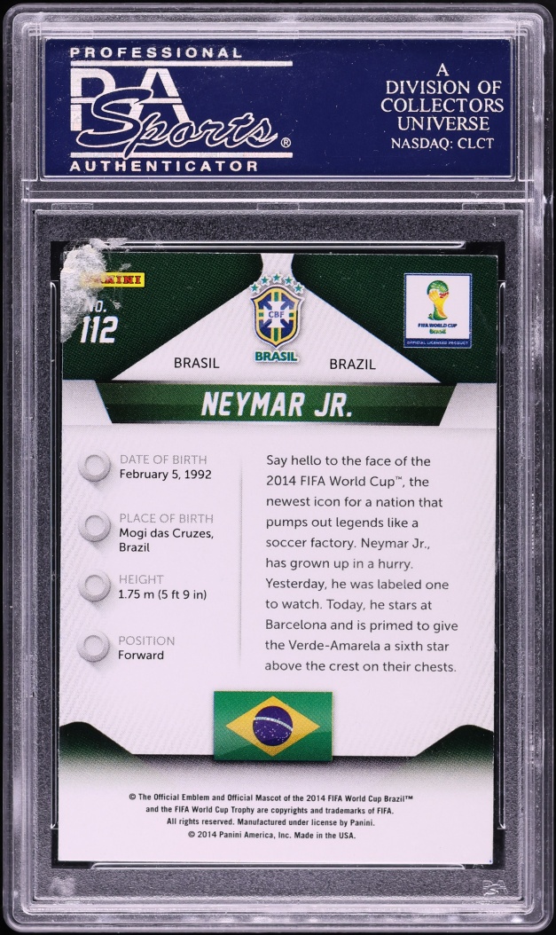 2014 Panini Prizm World Cup Neymar Jr. AUTO #112 PSA/DNA AUTH