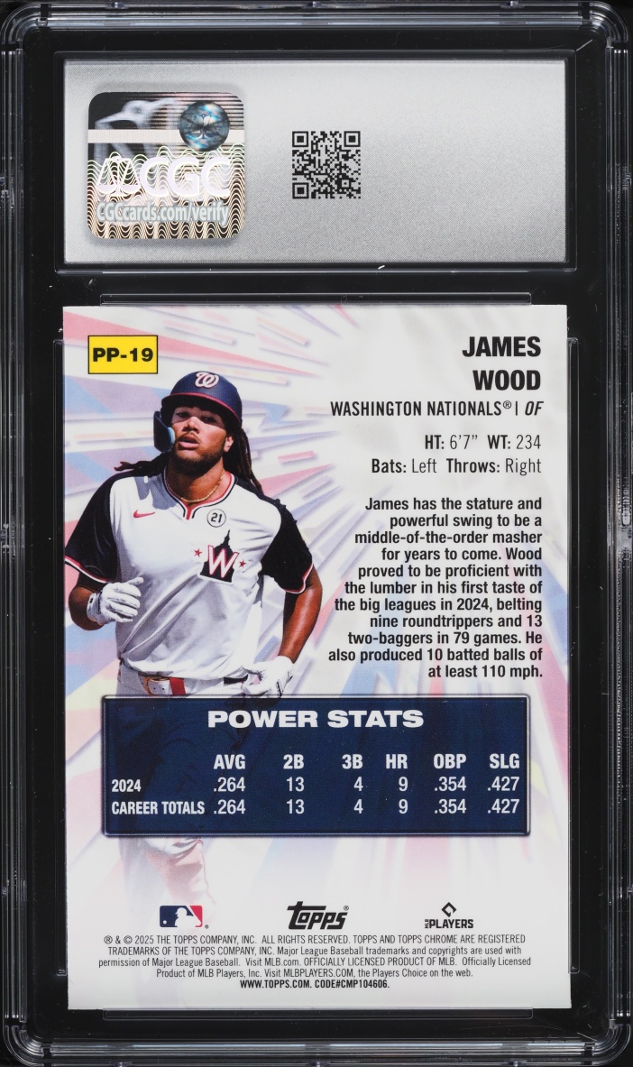2025 Topps Chrome Power Players James Wood ROOKIE #PP-19 CGC 10 GEM MINT