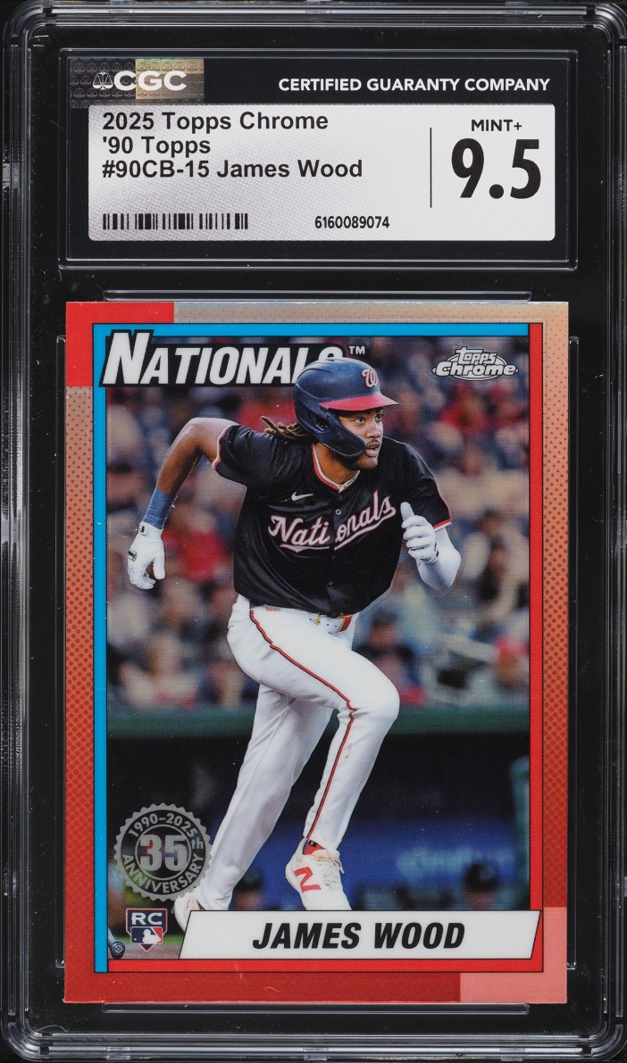 2025 Topps Chrome '90 James Wood ROOKIE #90CB-15 CGC 9.5 MINT+