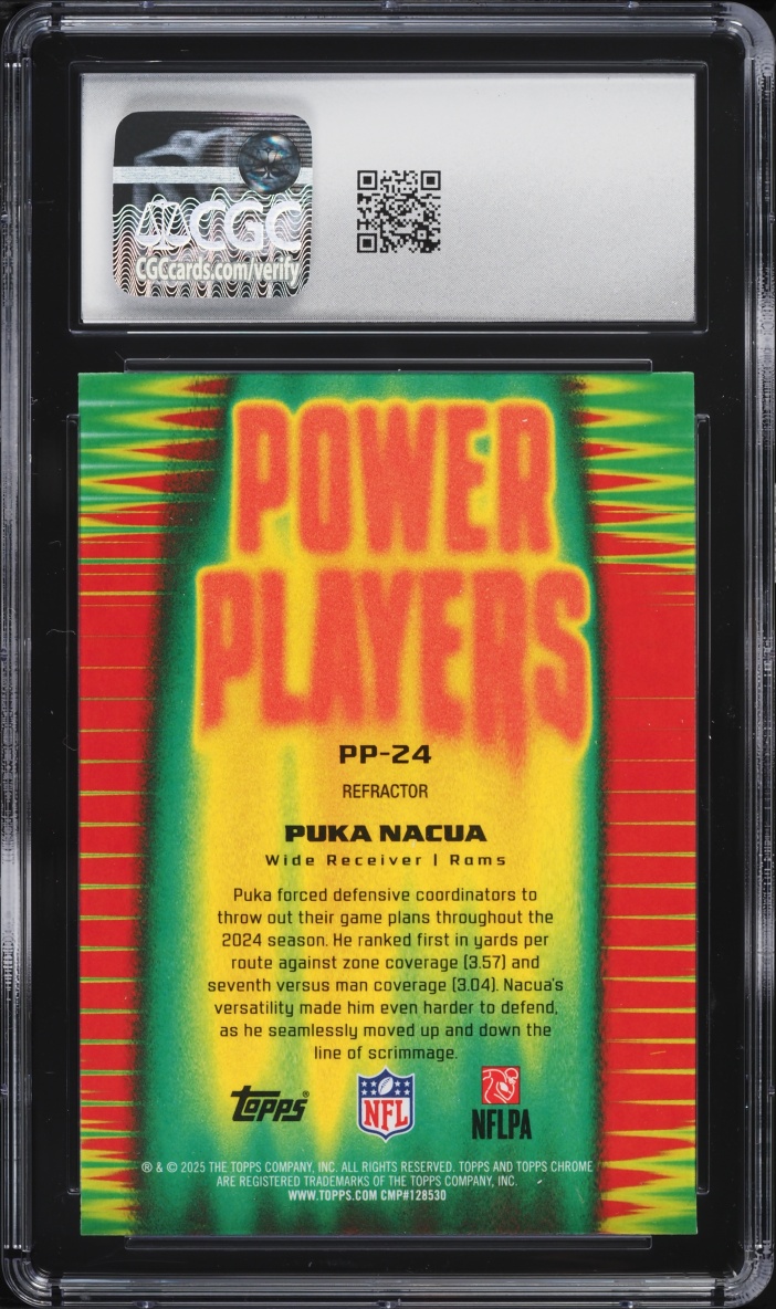 2025 Topps Chrome Power Players Refractor Puka Nacua #PP-24 CGC 10 GEM MINT