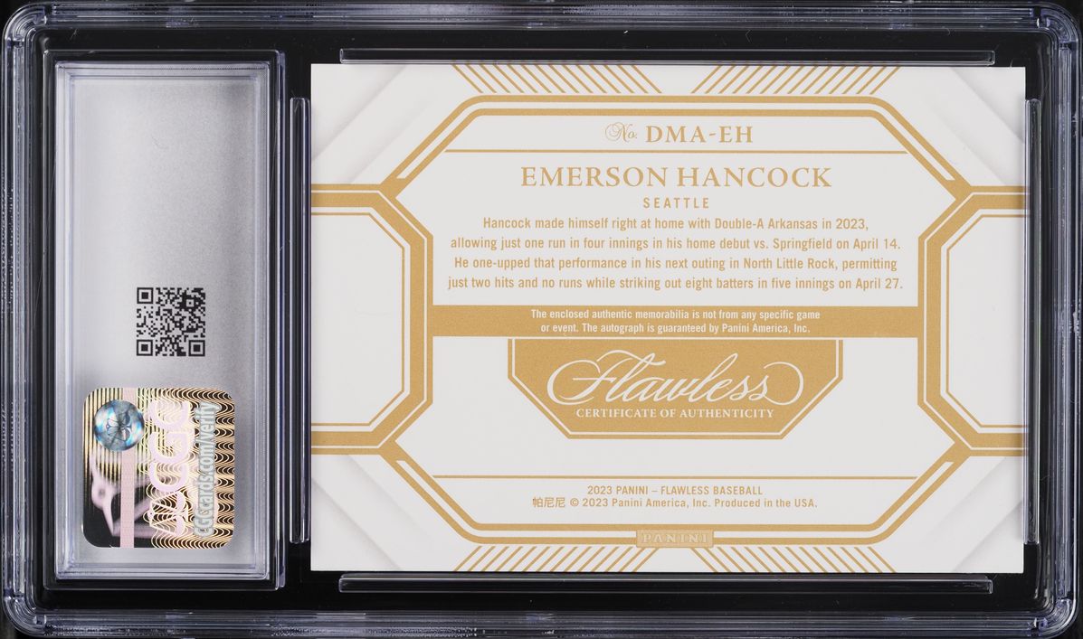 2023 Panini Flawless Dual Memorabilia Emerson Hancock PATCH AUTO /25 #DMA-EH CGC 9 MINT