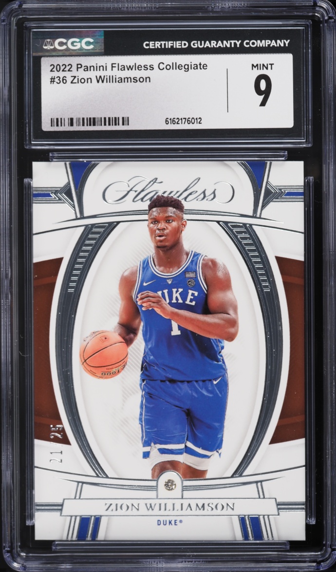 2022 Panini Flawless Collegiate Diamond Gems Zion Williamson /25 #36 CGC 9 MINT