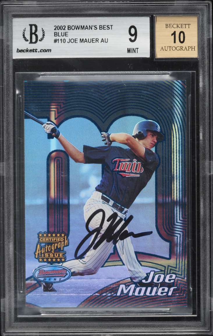 2002 Bowman's Best Blue Joe Mauer ROOKIE AUTO #110 BGS 9 MINT