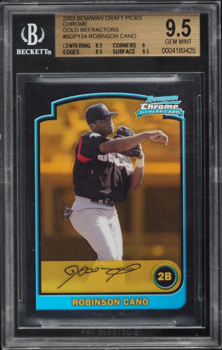 2003 Bowman Chrome Draft Gold Refractor Robinson Cano ROOKIE /50 BGS 9.5 GEM MINT