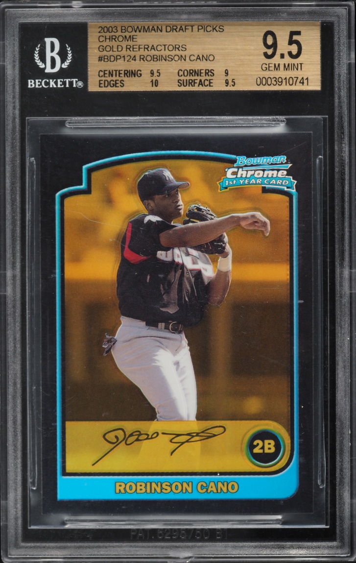 2003 Bowman Chrome Draft Gold Refractor Robinson Cano ROOKIE /50 BGS 9.5 GEM MINT