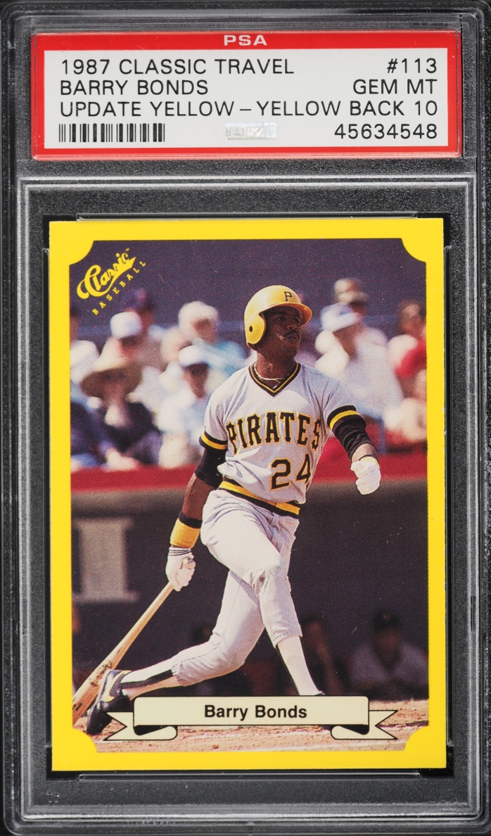1987 Classic Travel Update Yellow Back Barry Bonds ROOKIE #113 PSA 10 GEM MINT