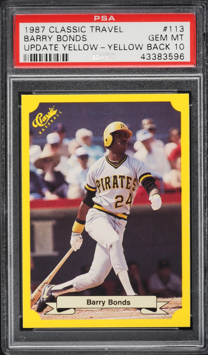 1987 Classic Travel Update Yellow Back Barry Bonds ROOKIE #113 PSA 10 GEM MINT