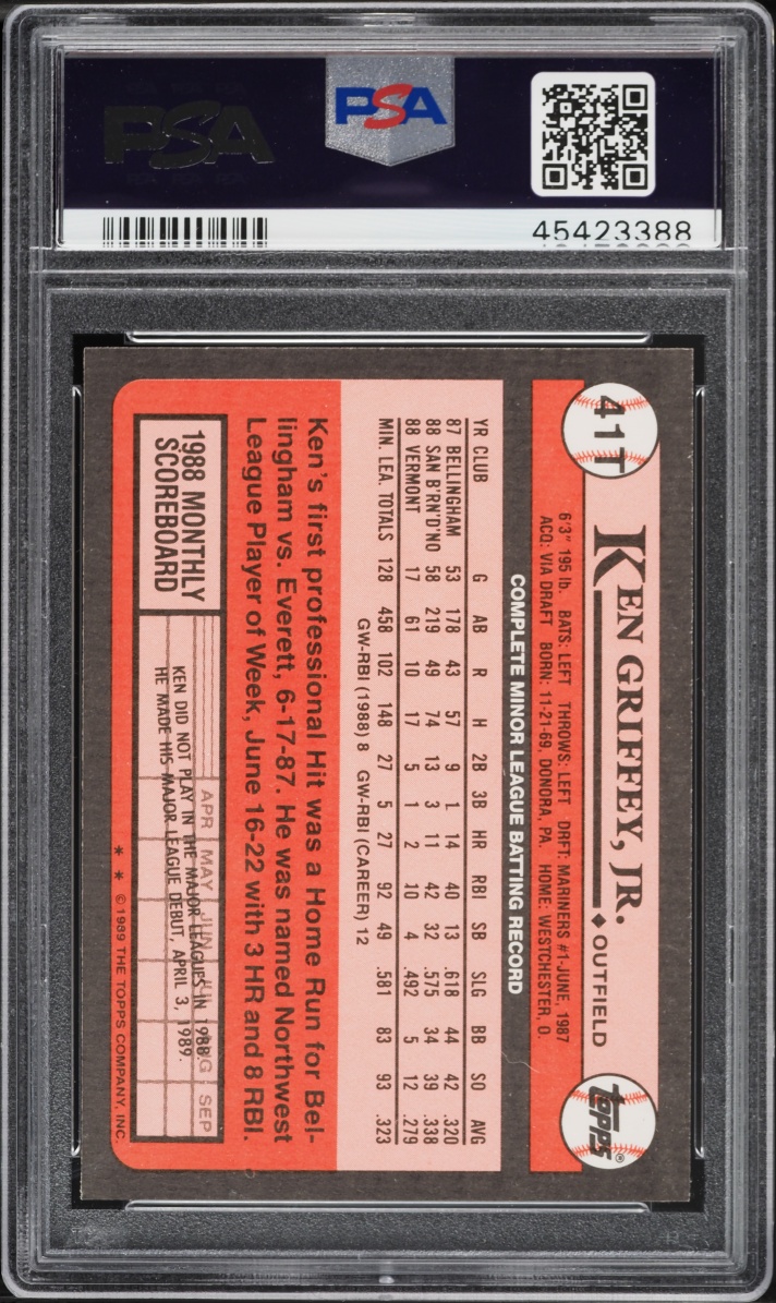 1989 Topps Traded Ken Griffey Jr. ROOKIE #41T PSA 10 GEM MINT