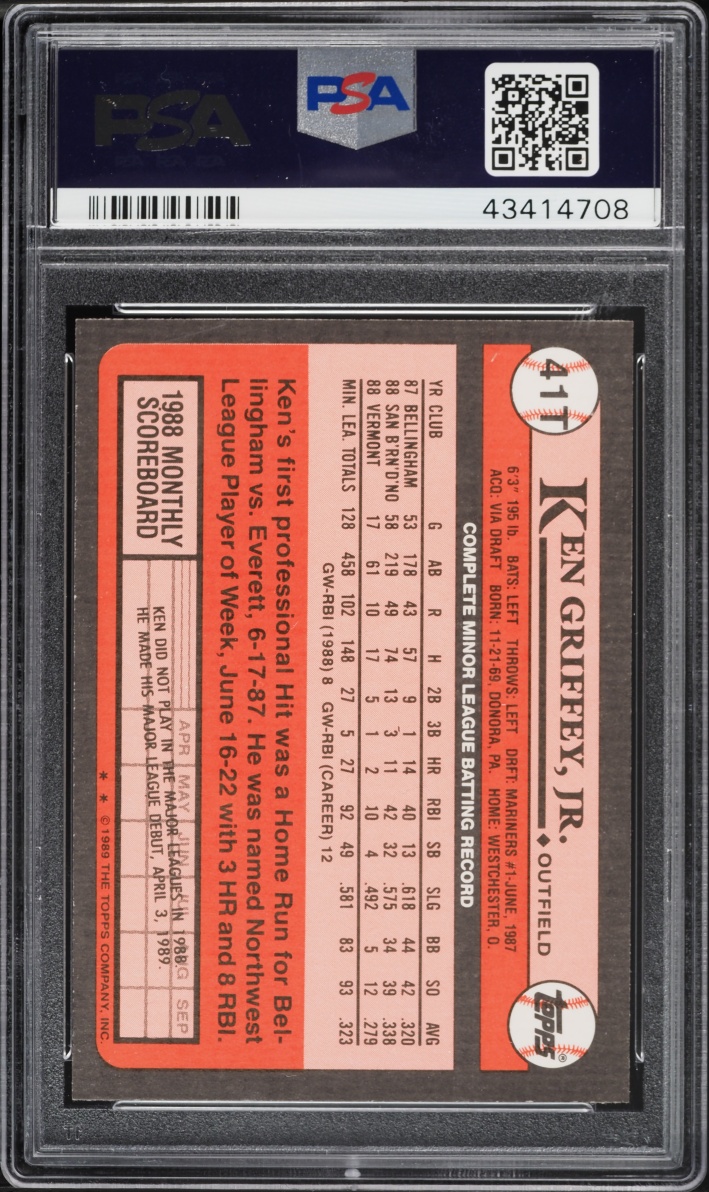 1989 Topps Traded Ken Griffey Jr. ROOKIE #41T PSA 10 GEM MINT