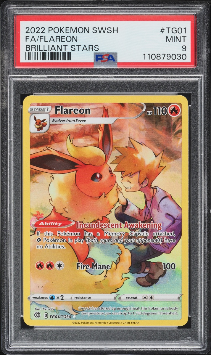 2022 Pokemon Sword & Shield Brilliant Stars Trainer Gallery CHR Flareon #TG01 PSA 9 MINT