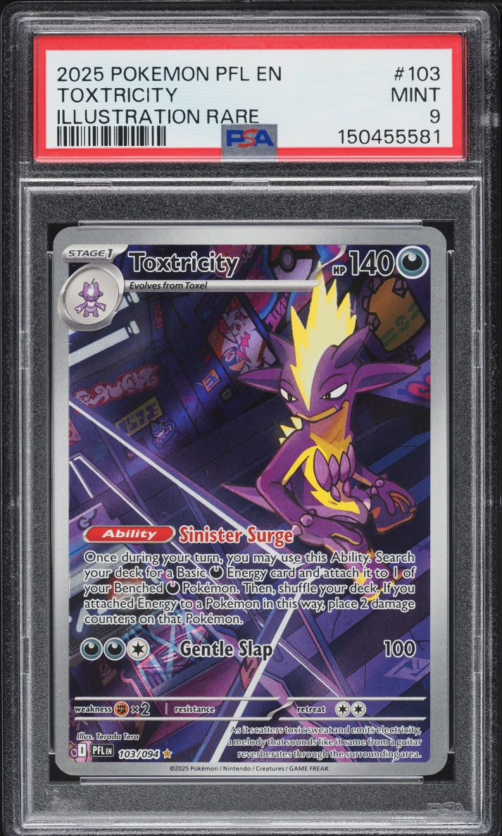 2025 Pokemon Mega Evolution Phantasmal Flames IR Toxtricity #103 PSA 9 MINT