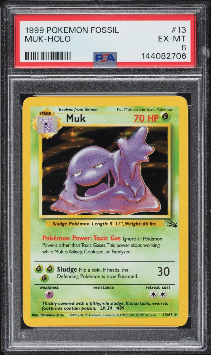 1999 Pokemon Fossil Holo Muk #13 PSA 6 EXMT