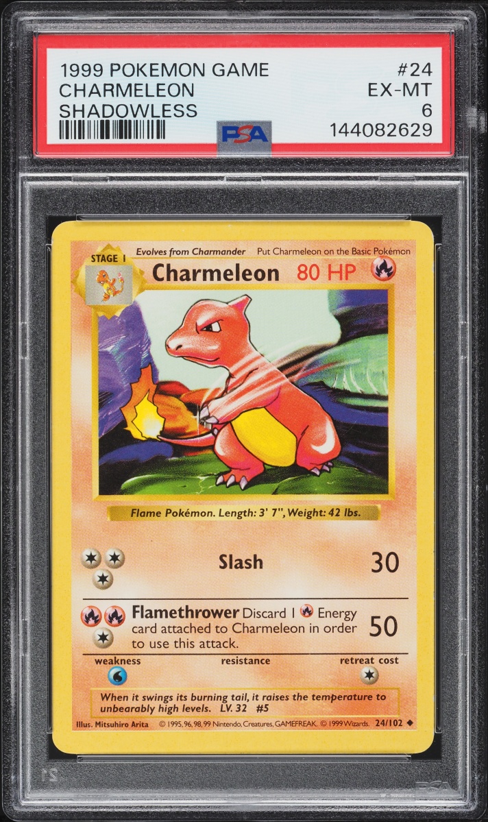1999 Pokemon Base Set Shadowless Charmeleon #24 PSA 6 EXMT