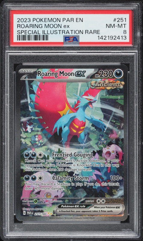 2023 Pokemon Scarlet & Violet Paradox Rift SIR Roaring Moon ex #251 PSA 8 NM-MT