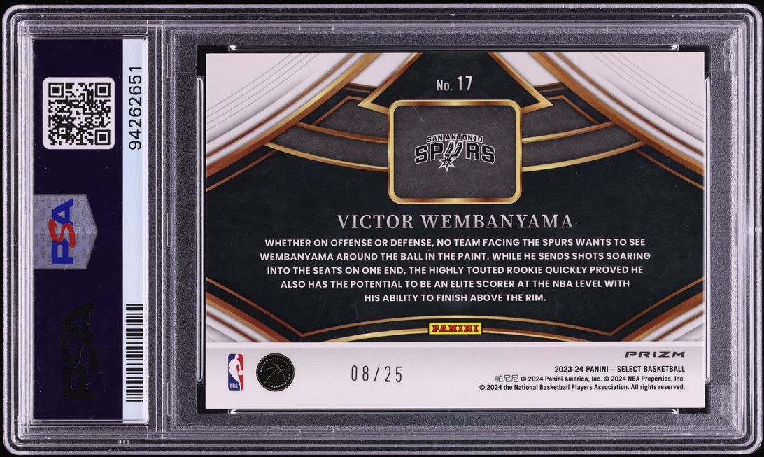 2023 Select Snapshots Tie Dye Prizm Victor Wembanyama ROOKIE /25 #17 PSA 9 MINT