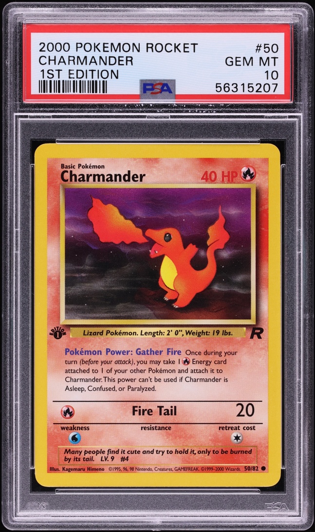 2000 Pokemon Team Rocket 1st Edition Charmander #50 PSA 10 GEM MINT