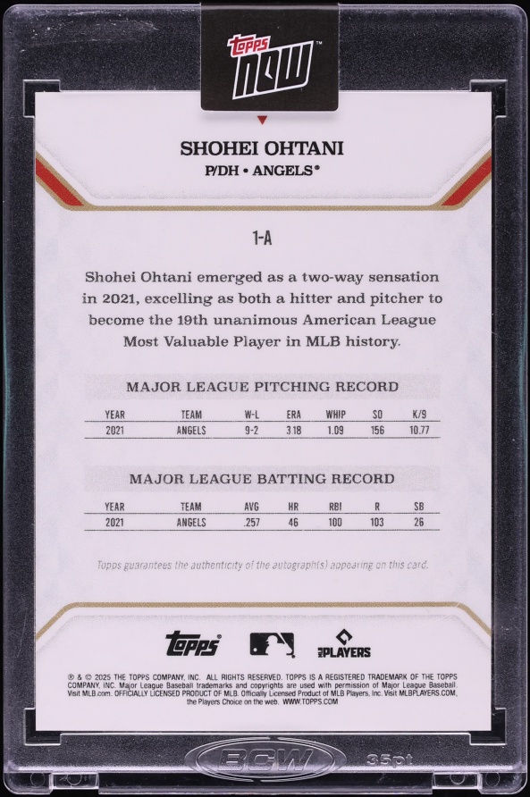 2025 Topps MLB MVP Collection Black Foil Shohei Ohtani AUTO /10 #1-A