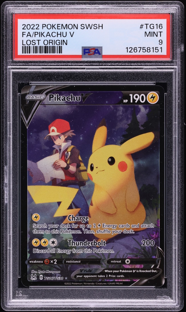 2022 Pokemon Sword & Shield Lost Origin Trainer Gallery CHR Pikachu V #TG16 PSA 9 MINT