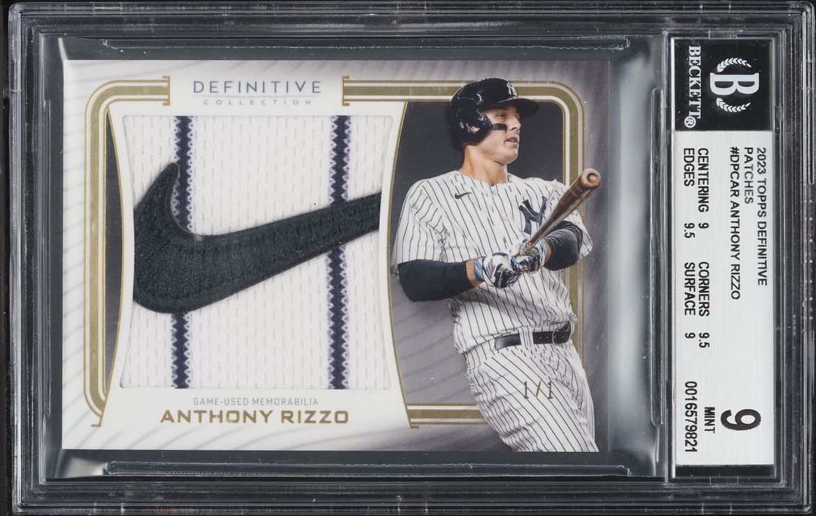 2023 Topps Definitive Collection Anthony Rizzo NIKE PATCH 1/1 #DPC-AR BGS 9 MINT