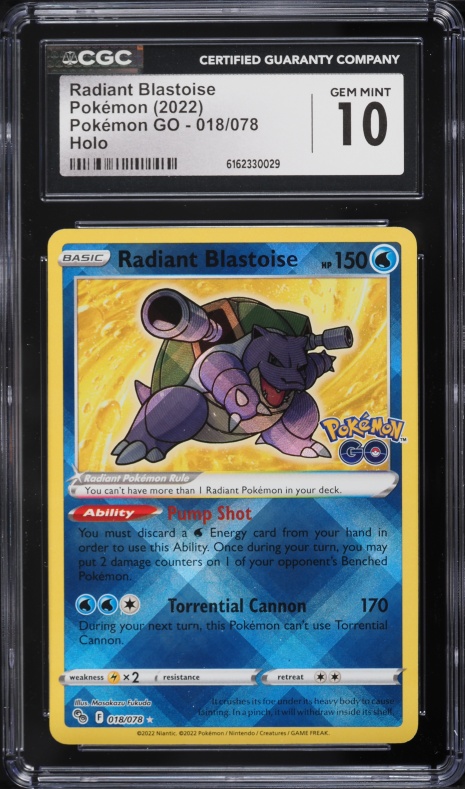 2022 Pokemon Sword & Shield Pokemon GO Holo Radiant Blastoise #18 CGC 10 GEM MINT