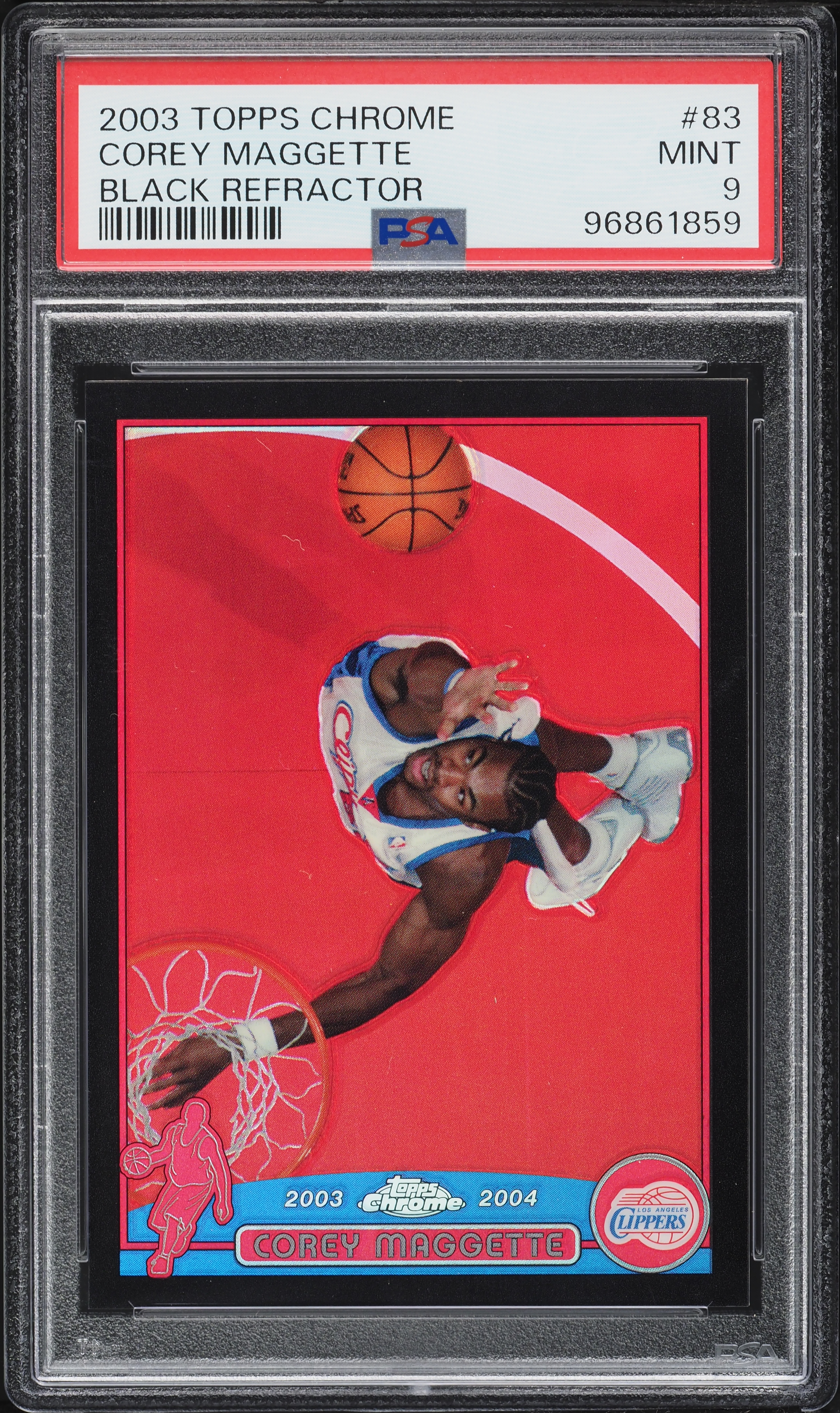 2003 Topps Chrome Black Refractor Corey Maggette /500 #83 PSA 9 