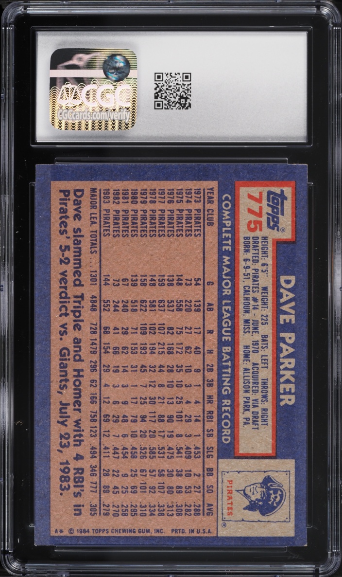 1984 Topps Dave Parker #775 CGC 8 NM-MT