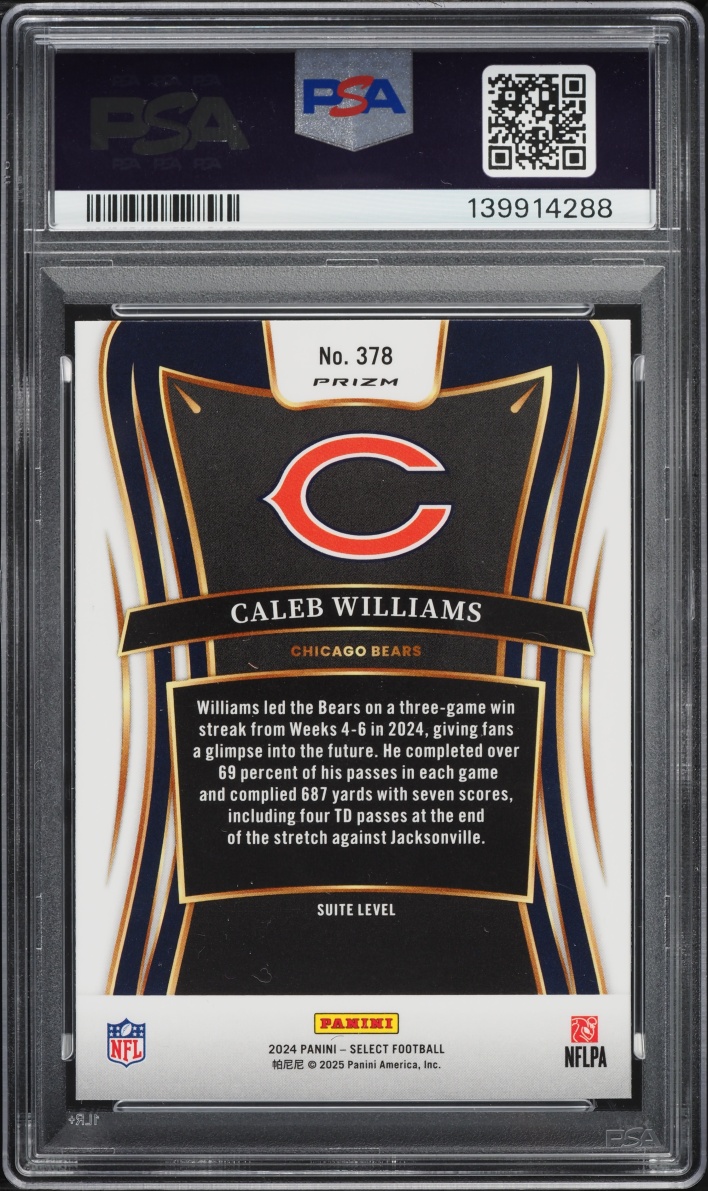 2024 Select Suite Level Silver Prizm Caleb Williams ROOKIE #378 PSA 10 GEM MINT