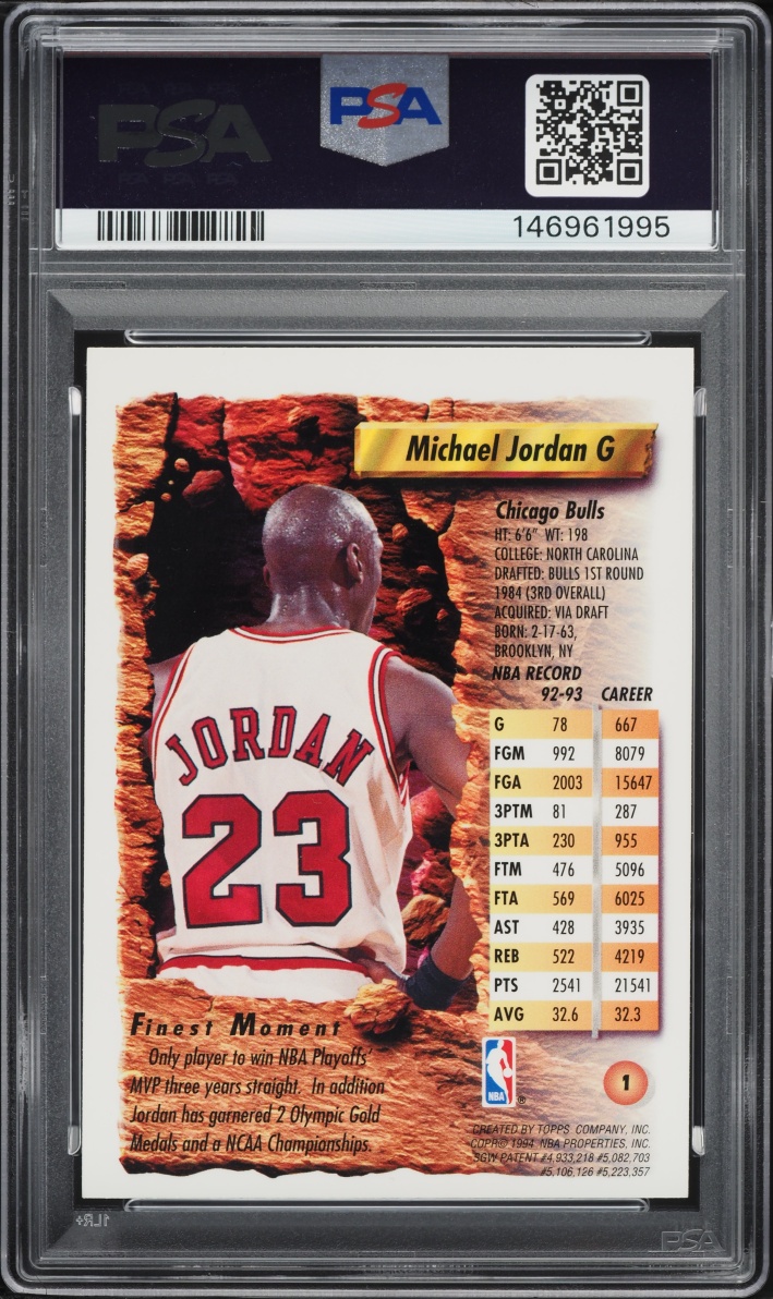 1993 Finest Basketball Michael Jordan #1 PSA 8 NM-MT