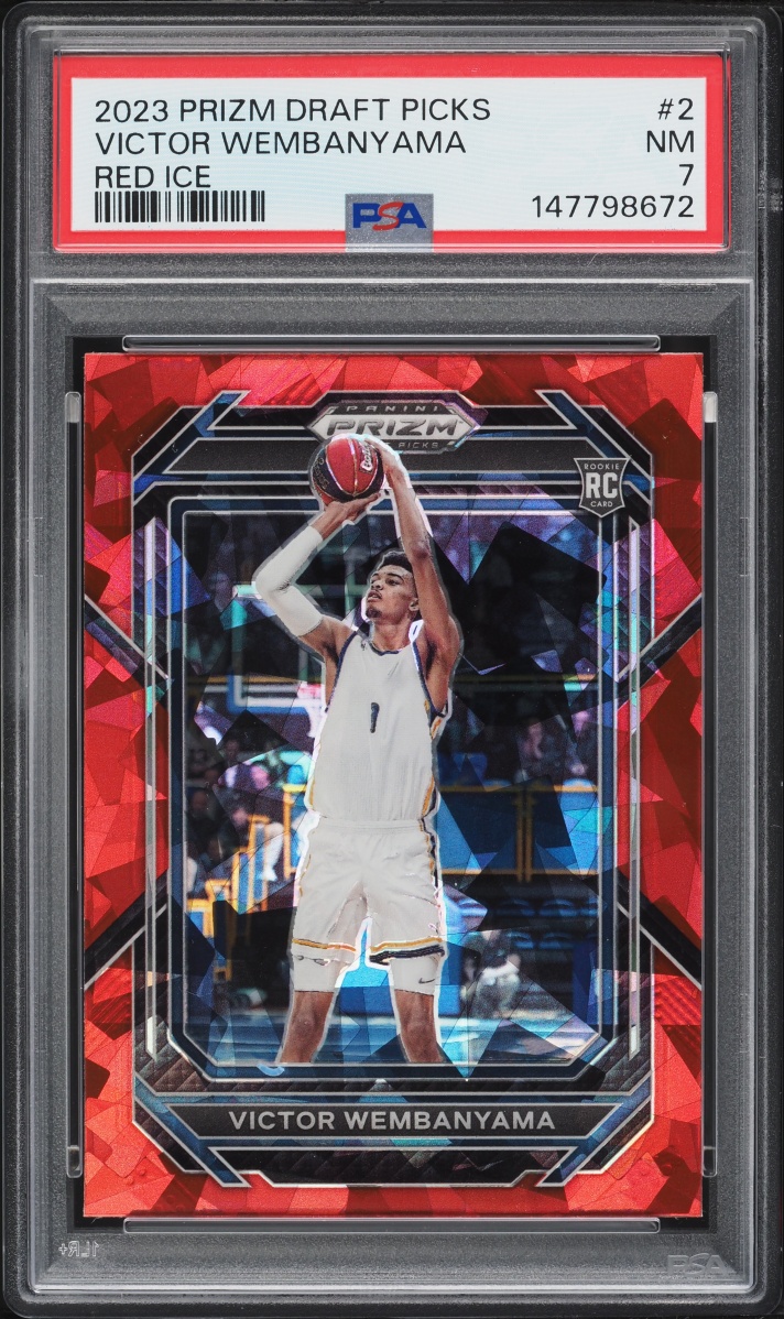 2023 Panini Prizm Draft Picks Red Ice Victor Wembanyama ROOKIE #2 PSA 7 NRMT