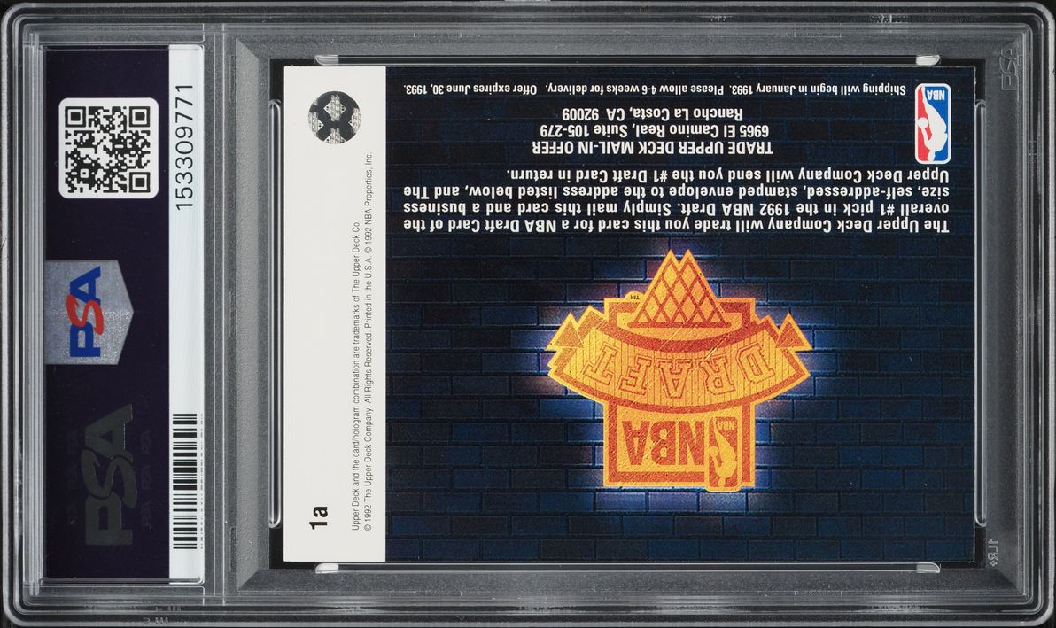 1992 Upper Deck Unredeemed Trade Card Shaquille O'Neal ROOKIE #1a PSA 7 NRMT