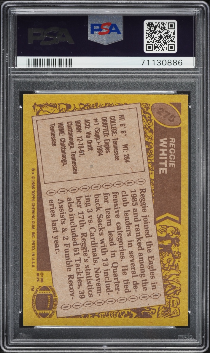 1986 Topps Football Reggie White ROOKIE #275 PSA 8 NM-MT