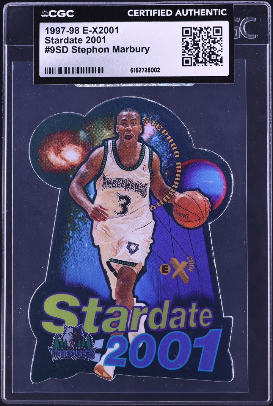 1997 Skybox E-X2001 Stardate '01 Die-Cut Stephon Marbury #9SD CGC AUTH