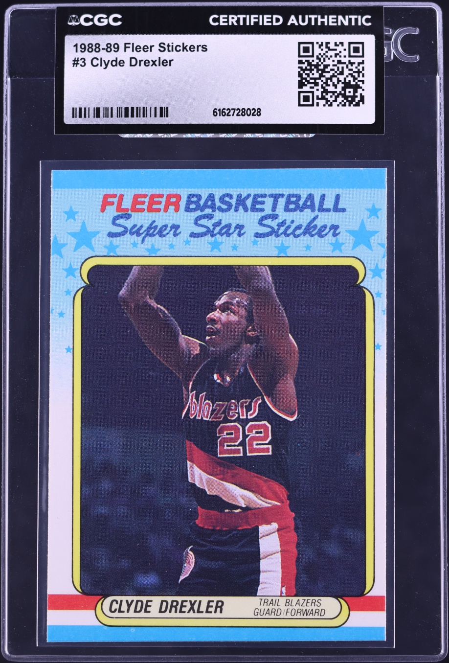1988 Fleer Sticker Clyde Drexler #3 CGC AUTH