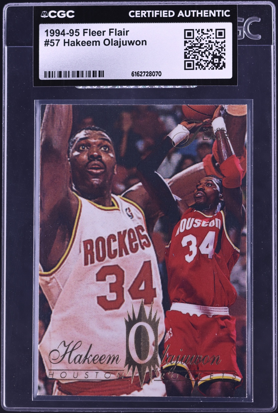 1994 Flair Basketball Hakeem Olajuwon #57 CGC AUTH