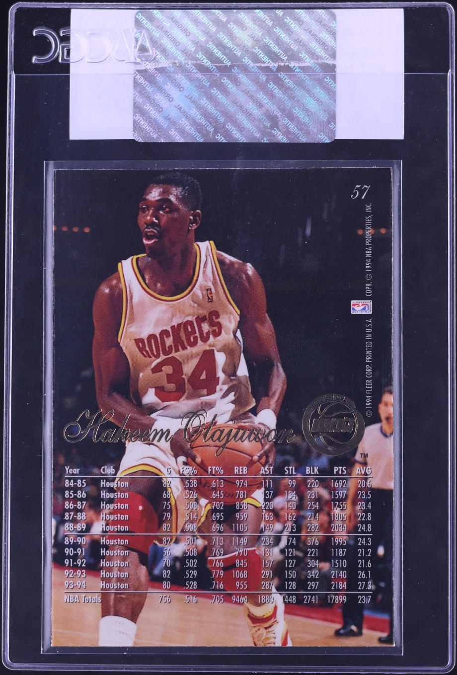 1994 Flair Basketball Hakeem Olajuwon #57 CGC AUTH