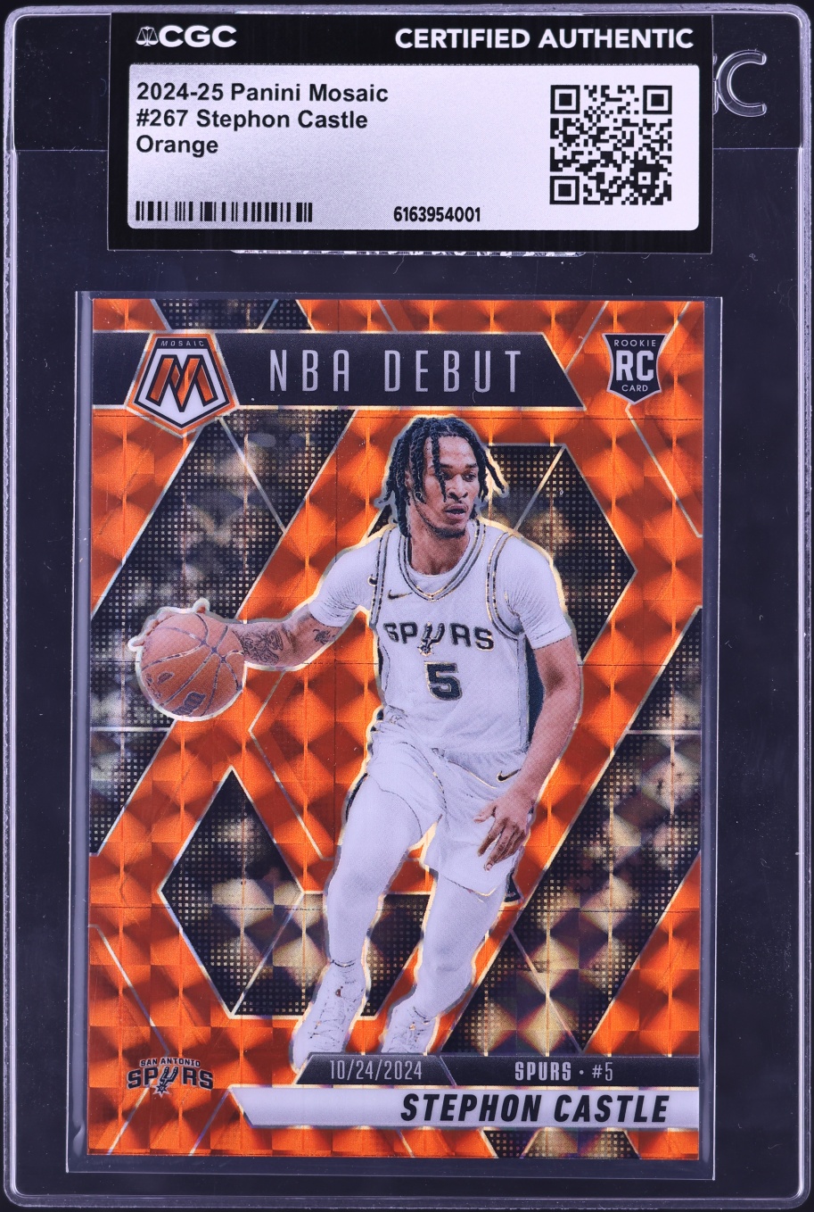 2024 Panini Mosaic Orange Stephon Castle ROOKIE /249 #267 CGC AUTH
