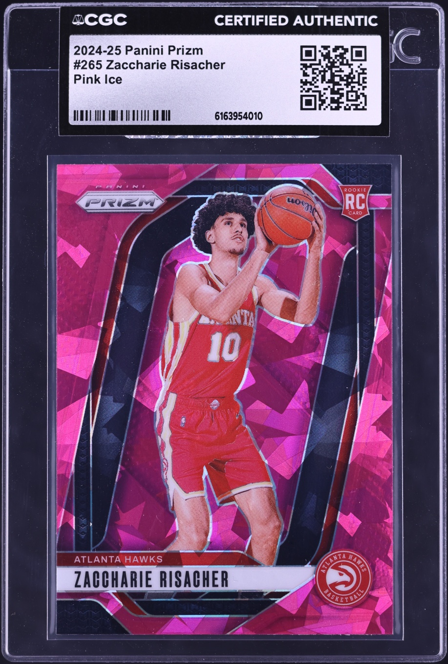 2024 Panini Prizm Pink Ice Zaccharie Risacher ROOKIE #265 CGC AUTH