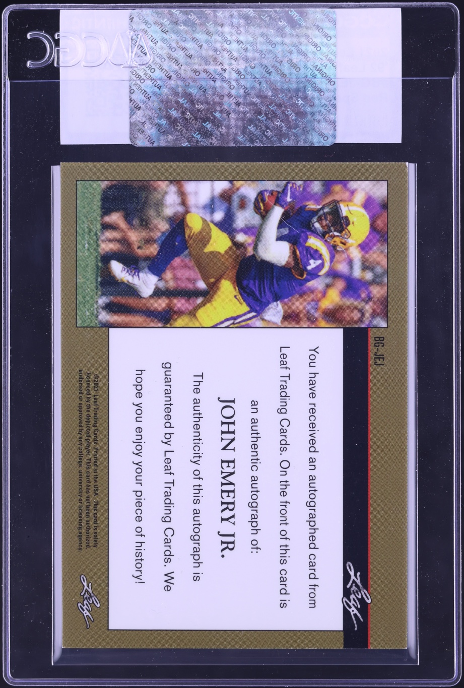 2021 Leaf Memories '92 Red Spectrum John Emery Jr. ROOKIE AUTO /25 #BG-JEJ CGC AUTH