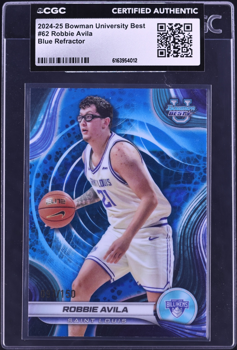 2024 Bowman University Best Blue Refractor Robbie Avila ROOKIE /150 #62 CGC AUTH