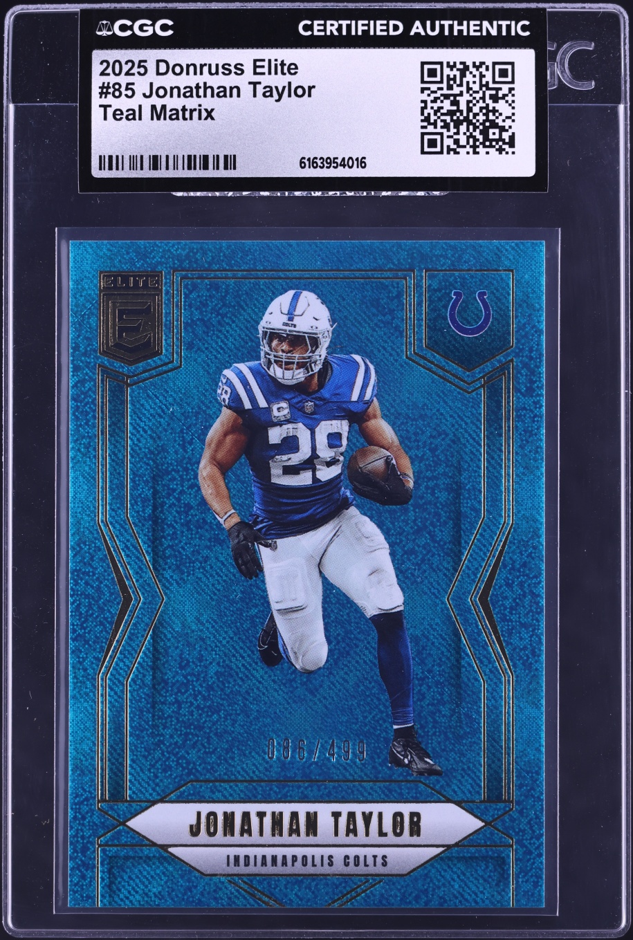 2025 Donruss Elite Teal Matrix Jonathan Taylor /499 #85 CGC AUTH