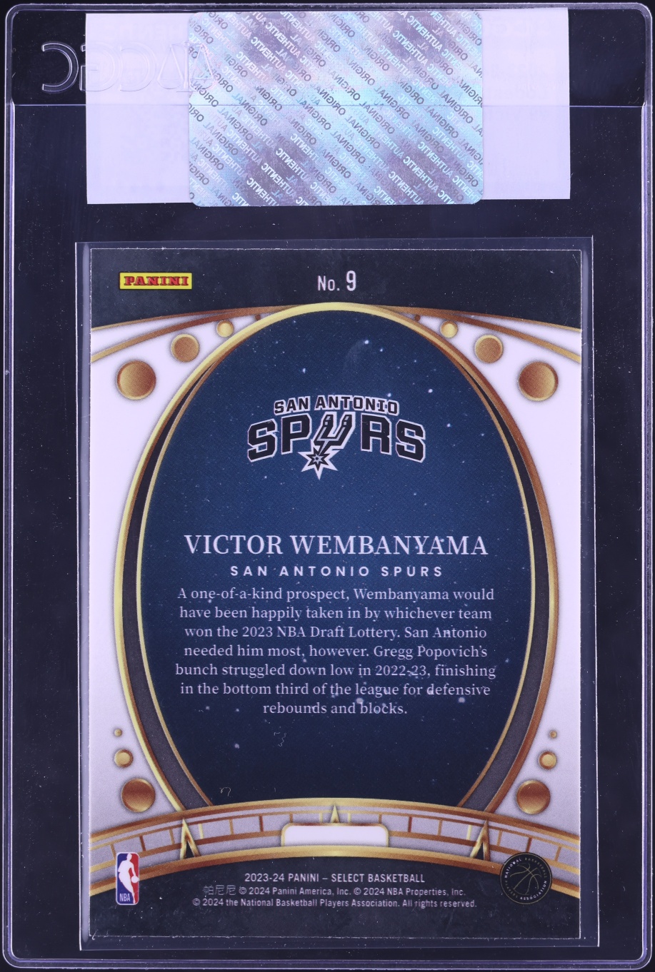2023 Select Lodestars Victor Wembanyama ROOKIE #9 CGC AUTH