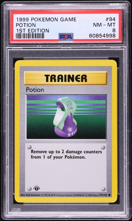 1999 Pokemon Base Set Shadowless 1st Edition Potion #94 PSA 8 NM-MT