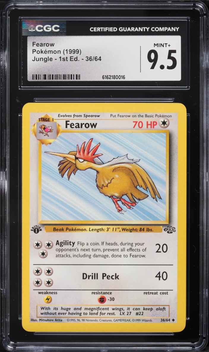 1999 Pokemon Jungle 1st Edition Fearow #36 CGC 9.5 MINT+