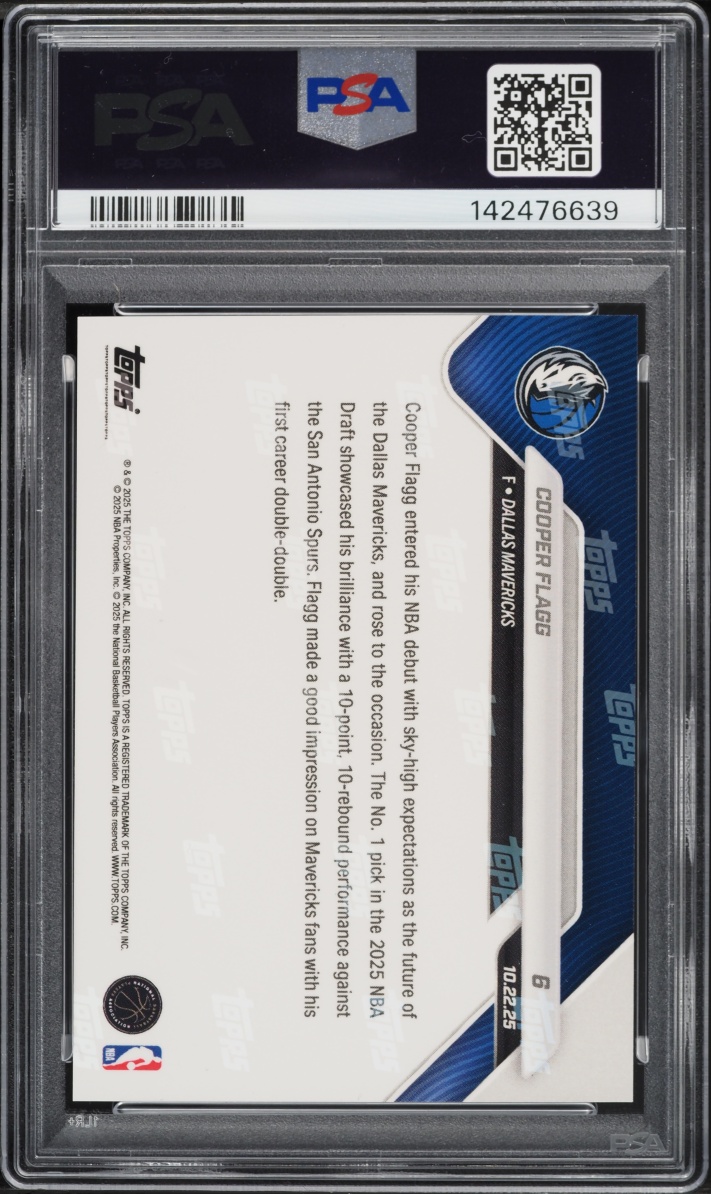 2025 Topps Now Cooper Flagg ROOKIE #6 PSA 10 GEM MINT