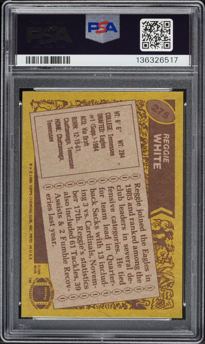 1986 Topps Football Reggie White ROOKIE #275 PSA 8 NM-MT