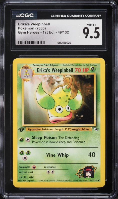 2000 Pokemon Gym Heroes 1st Edition Erika's Weepinbell #49 CGC 9.5 MINT+