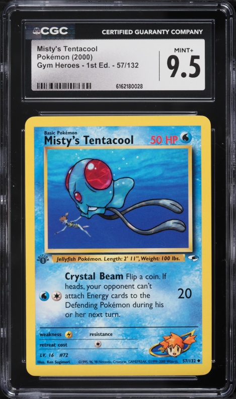 2000 Pokemon Gym Heroes 1st Edition Misty's Tentacool #57 CGC 9.5 MINT+